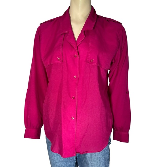 Vintage Diane Von Furstenberg Button Down long sleeve top 100% Polyester size 8 - Picture 1 of 8